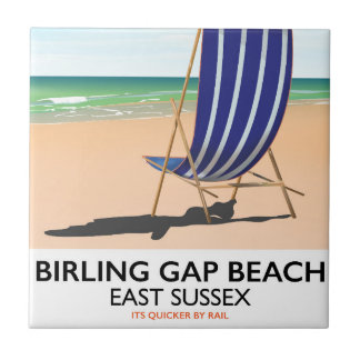 Azulejo Birling Gap Bea, poster de viajes de la cosecha de
