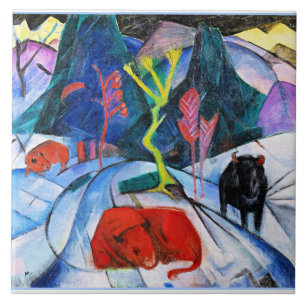 Azulejo Bison in Winter, pintura de Franz Marc