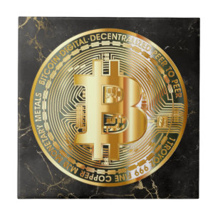 Azulejo Bitcoin sobre el elegante mármol negro - Criptodiv