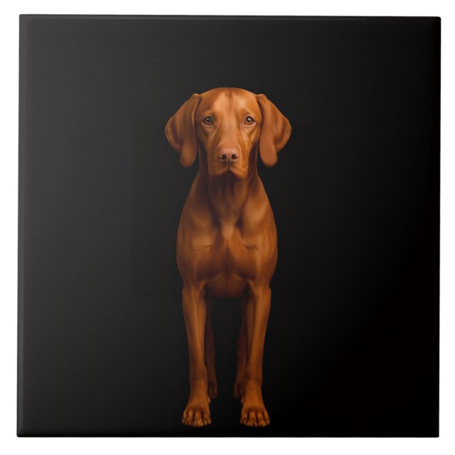 Azulejo Black 4 Luxe Tile with Agile Vizsla Dog (Frente)
