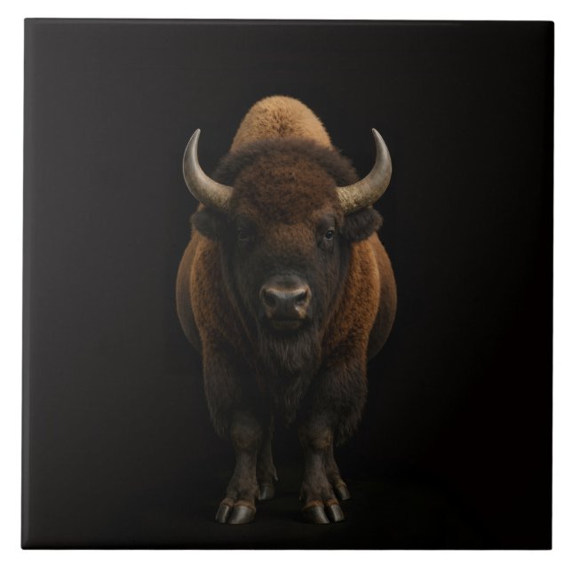 Azulejo Black 4 Luxe Tile with American Bison (Frente)