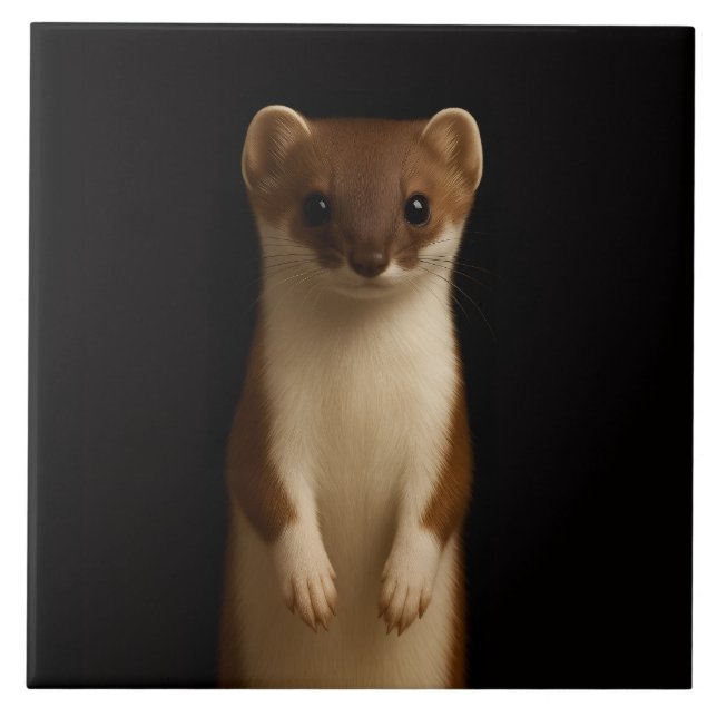 Azulejo Black 4 Luxe Tile with Elegant Weasel (Frente)