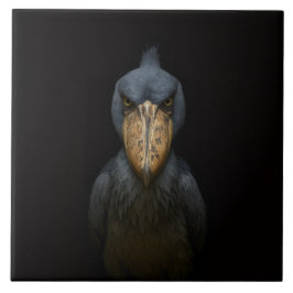 Azulejo Black 4 Luxe Tile with Exotic Shoebill Bird