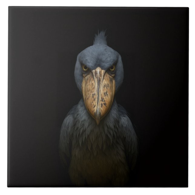 Azulejo Black 4 Luxe Tile with Exotic Shoebill Bird (Frente)