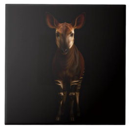 Azulejo Black 4 Luxe Tile with Forest Okapi
