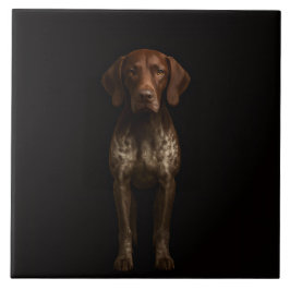 Azulejo Black 4 Luxe Tile with German Pointer Dog
