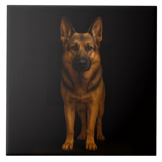 Azulejo Black 4 Luxe Tile with German Shepherd (Frente)