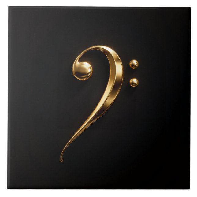 Azulejo Black 4 Luxe Tile with Golden Bass Clef (Frente)