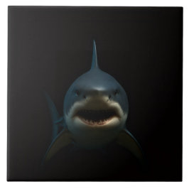 Azulejo Black 4 Luxe Tile with Great White Shark