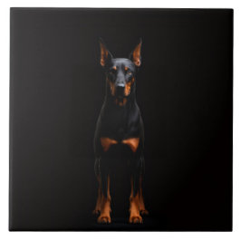 Azulejo Black 4 Luxe Tile with Guardian Doberman
