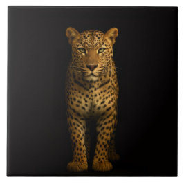 Azulejo Black 4 Luxe Tile with Majestic Leopard