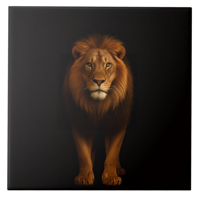Azulejo Black 4 Luxe Tile with Majestic Lion (Frente)