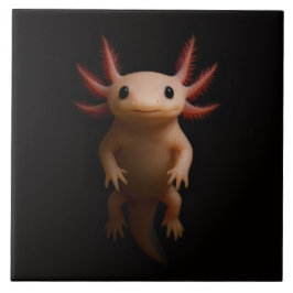 Azulejo Black 4 Luxe Tile with Mexican Axolotl
