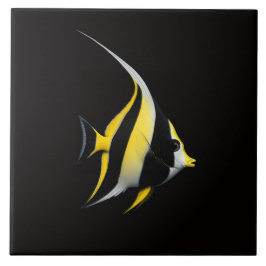 Azulejo Black 4 Luxe Tile with Moorish Idol