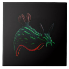 Azulejo Black 4 Luxe Tile with Neon Green Sea Slug
