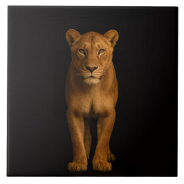 Azulejo Black 4 Luxe Tile with Noble Lioness