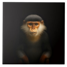 Azulejo Black 4 Luxe Tile with Red Shanked Douc Langur