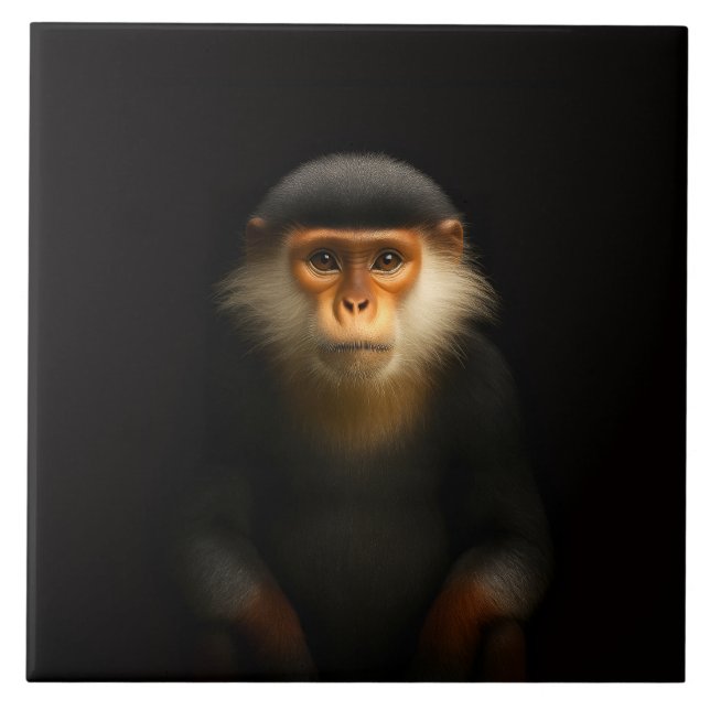 Azulejo Black 4 Luxe Tile with Red Shanked Douc Langur (Frente)