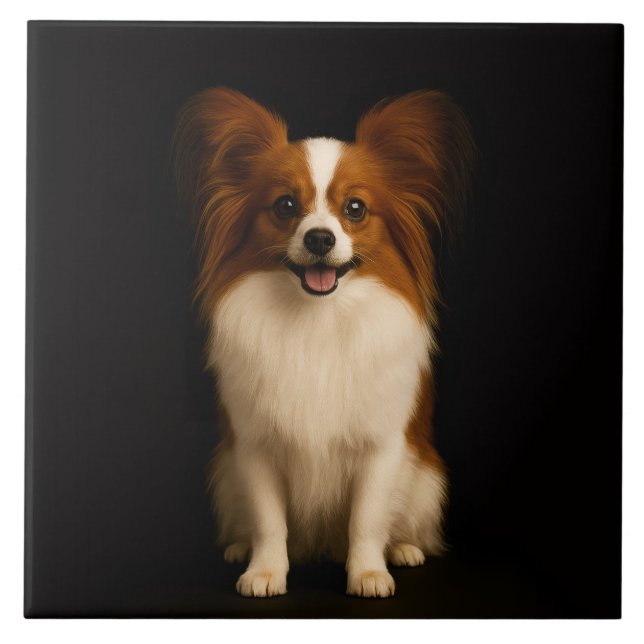 Azulejo Black 4 Luxe Tile with Refined Toy Papillon (Frente)