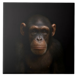 Azulejo Black 4 Luxe Tile with Serene Chimpanzee