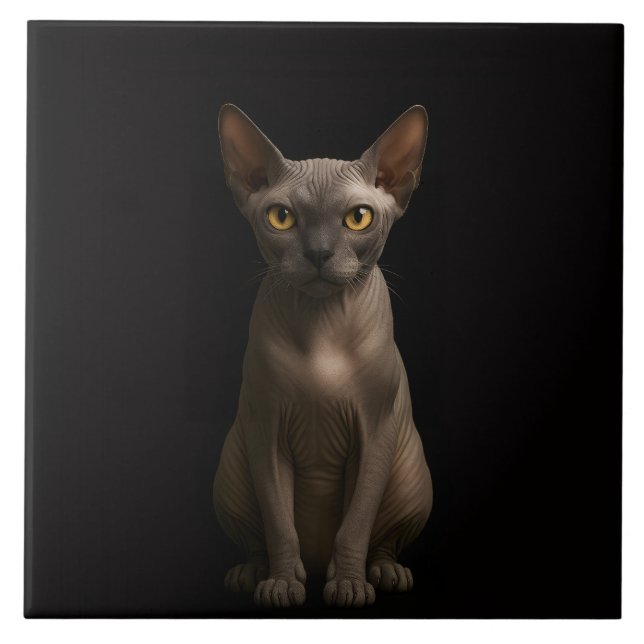 Azulejo Black 4 Luxe Tile with Sphynx Cat (Frente)