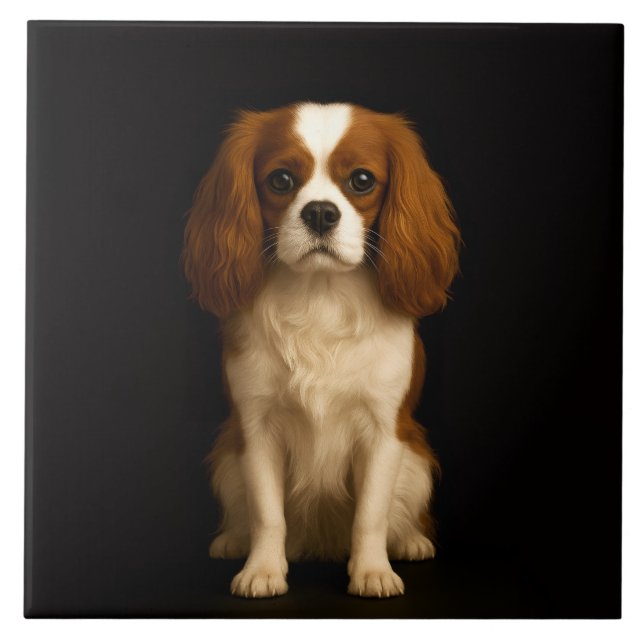 Azulejo Black 4 Luxe Tile with Sweet Cavalier Spaniel (Frente)
