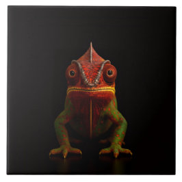 Azulejo Black 4 Luxe Tile with tropical Panther Chameleon