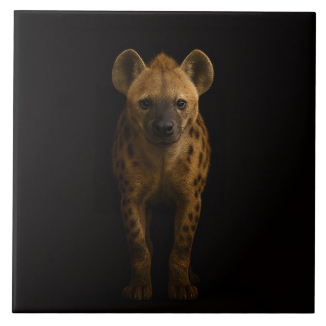 Azulejo Black 4 Luxe Tile with Wild Spotted Hyena (Frente)