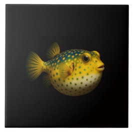 Azulejo Black 4 Luxe Tile with Yellow Putterfish