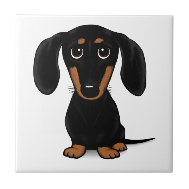 Azulejo Black and Tan Dachshund Cute Weiner Dog (Frente)