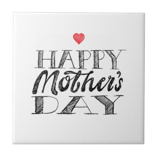 Azulejo Black and White Mother's Day Lettering & Heart