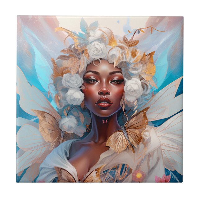 Azulejo Black Fairy Queen Fantasy Art (Frente)