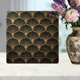 Azulejo Black Gold Geometric Fan Art Deco Tile