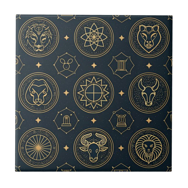 Azulejo Black Gold Zodiac Sign (3) (Frente)