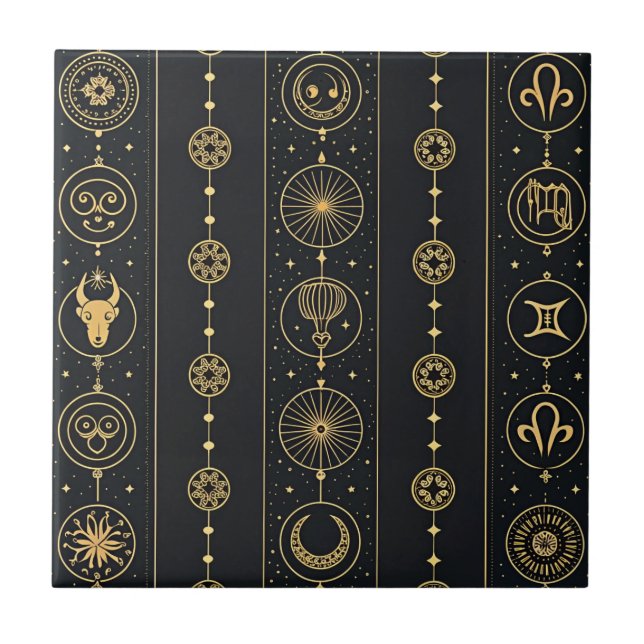 Azulejo Black Gold Zodiac Sign (4) (Frente)