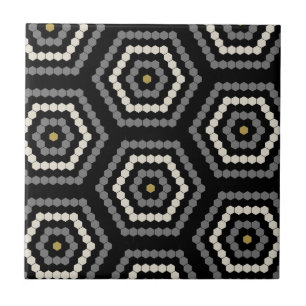 Azulejo Black Hexagon Penny Tile Pattern