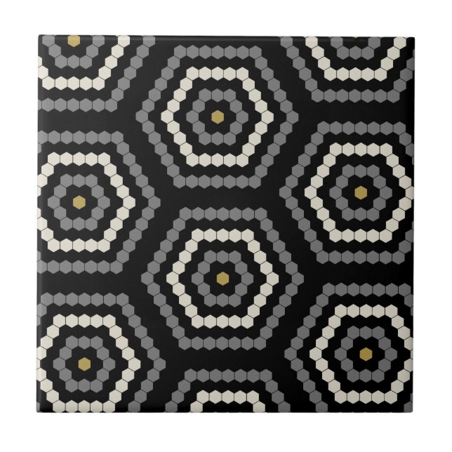 Azulejo Black Hexagon Penny Tile Pattern (Frente)