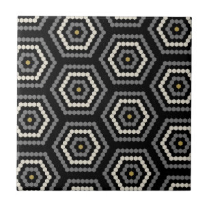 Azulejo Black Hexagon Penny Tile Pattern