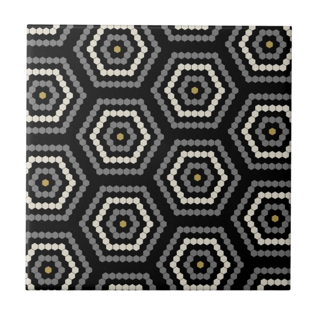 Azulejo Black Hexagon Penny Tile Pattern (Frente)