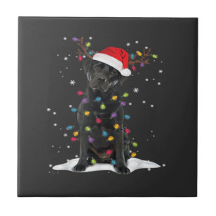 Azulejo Black Labrador Xmas Perro Luz del Árbol de Navidad