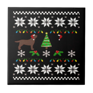 Azulejo Black Labrador y Chocolate Labrador Feliz Navidad