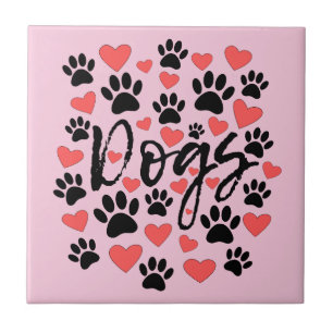 Azulejo Black Paw imprime la tipografía del corazón rojo r