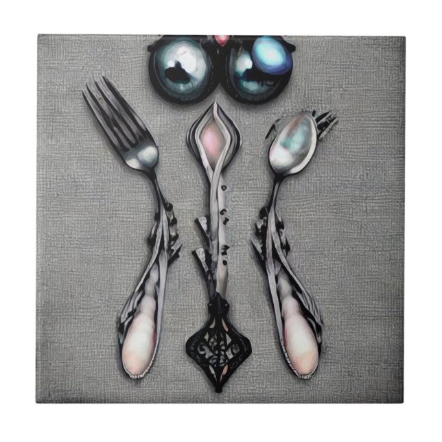 Azulejo Black Pearls Surreal Silverware (Frente)