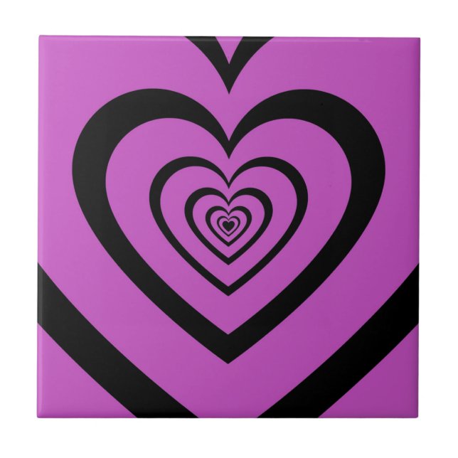 Azulejo Black Purple Hypnotic Heart Love Pattern (Frente)