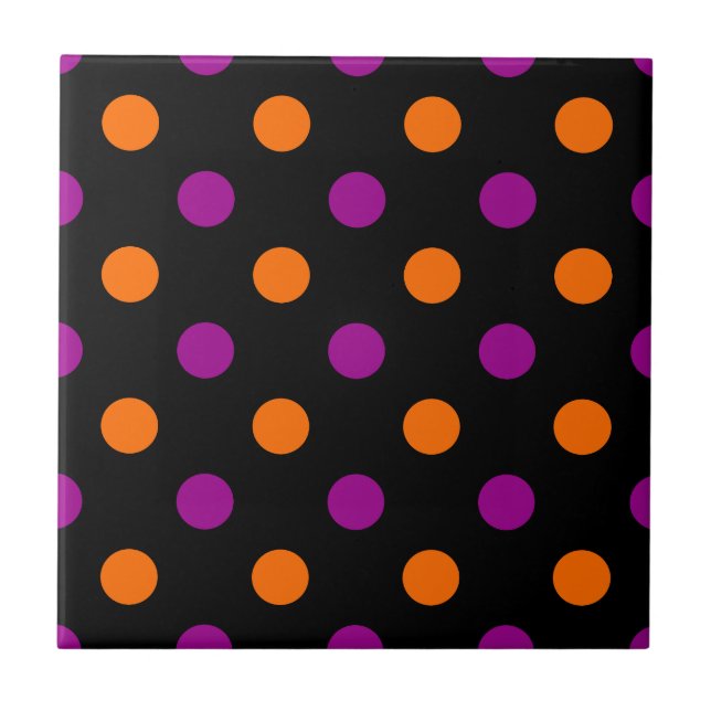 Azulejo Black Purple Orange Polka Dot Pattern (Frente)