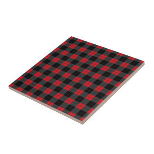 Azulejo Black & Red Plaid Checks - Moderno
