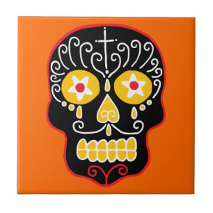 Azulejo Black Sugar Skull