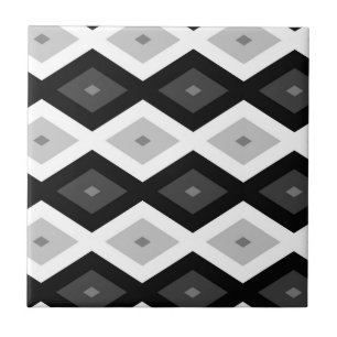 Azulejo Black, white and grey diamond pattern