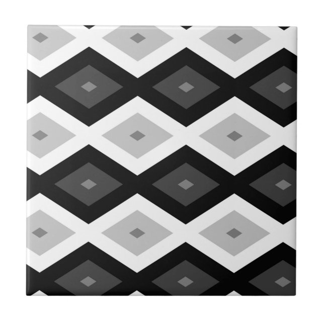 Azulejo Black, white and grey diamond pattern (Frente)