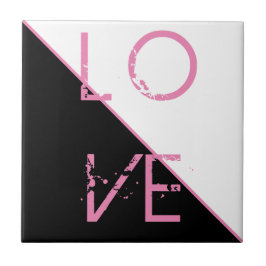 Azulejo Black White Pink Love Resumen de arte